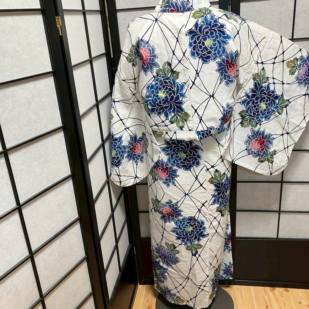 ［9143 ］浴衣 枝花文様 ぼかし ゆかた レディース リメイク 綿