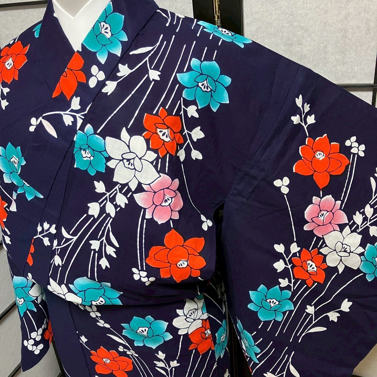8770# Japanese Yukata Womens Vintage Fabric Cotton Robe Kimono Traditional
