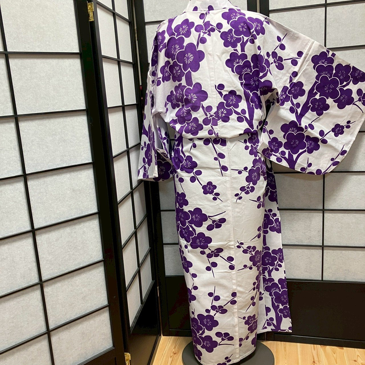 ［8777］浴衣 枝梅文様 幅広サイズ 綿 ゆかた レディース リメイク
