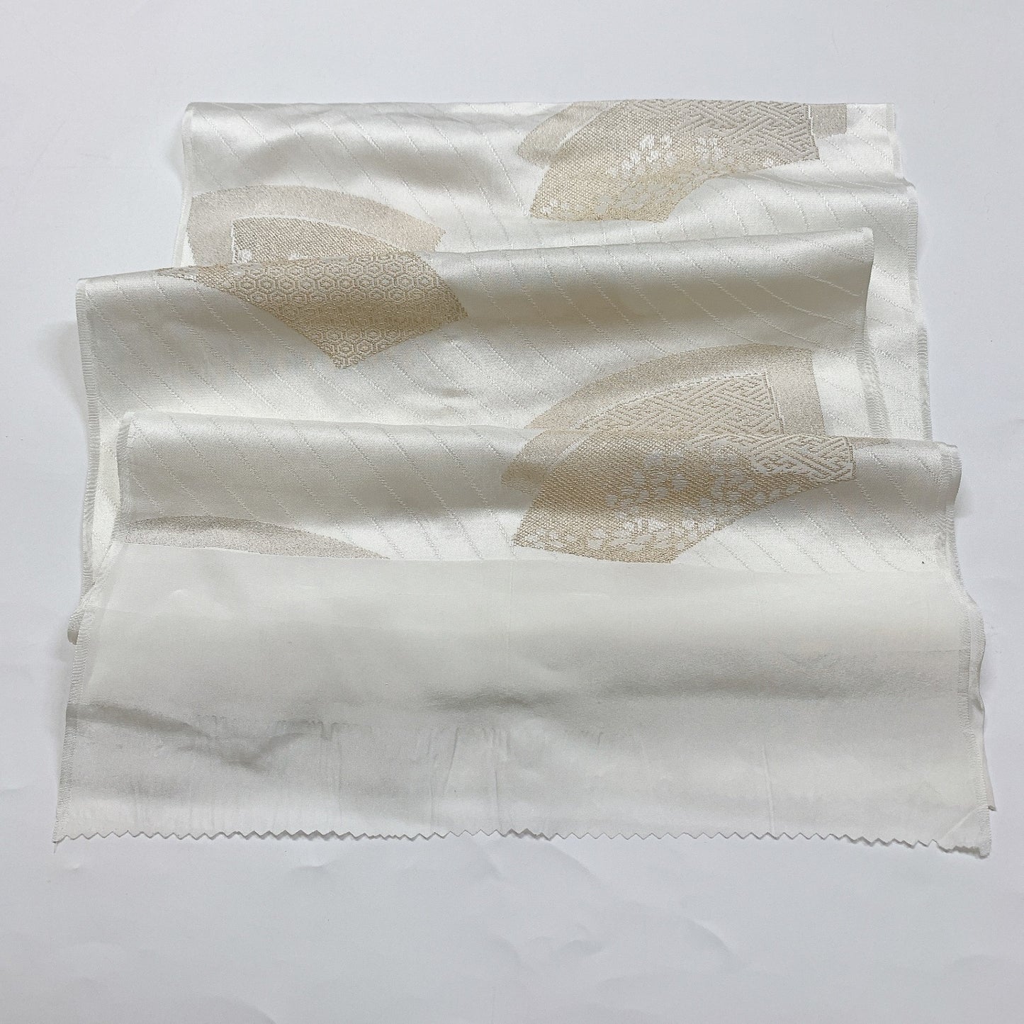 ［8650］帯締め 帯揚げ セット 扇面花吉祥文様 金銀糸 正絹 着物 帯絞め