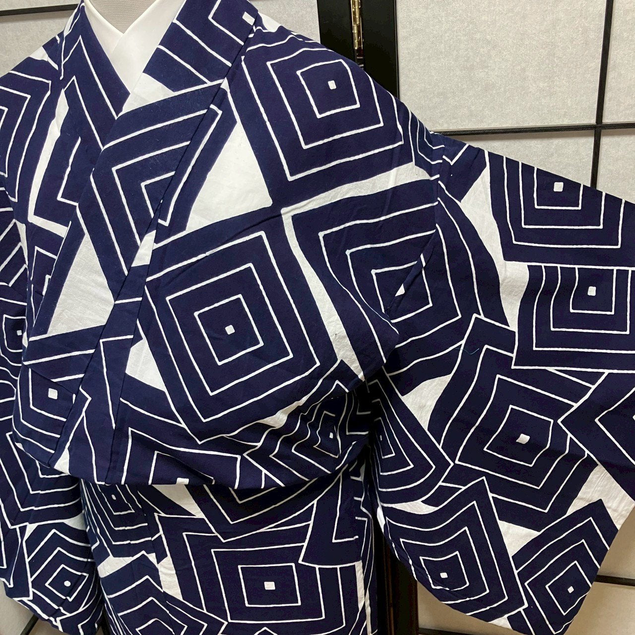 ［9501］浴衣 子持ち菱文様 ゆかた レディース 綿 リメイク