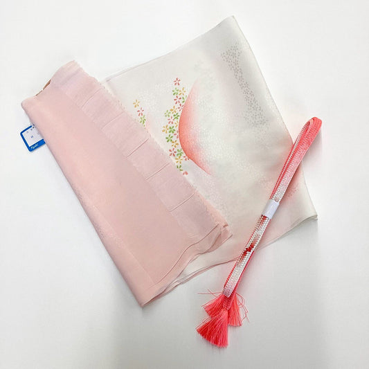 8561# Japanese Kimono Accessory Vintage Obiage and Obijime 2-piece Set Silk