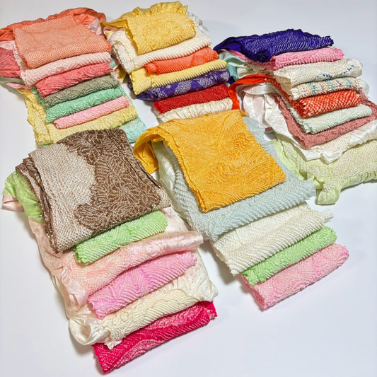 0261# Japanese Vintage Bundle 35pcs Set Bulk Obiage Kimono Silk Wholesale