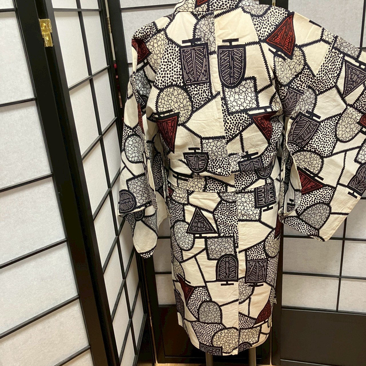 8779# Japanese Yukata Womens Vintage Fabric Cotton Robe Kimono Traditional