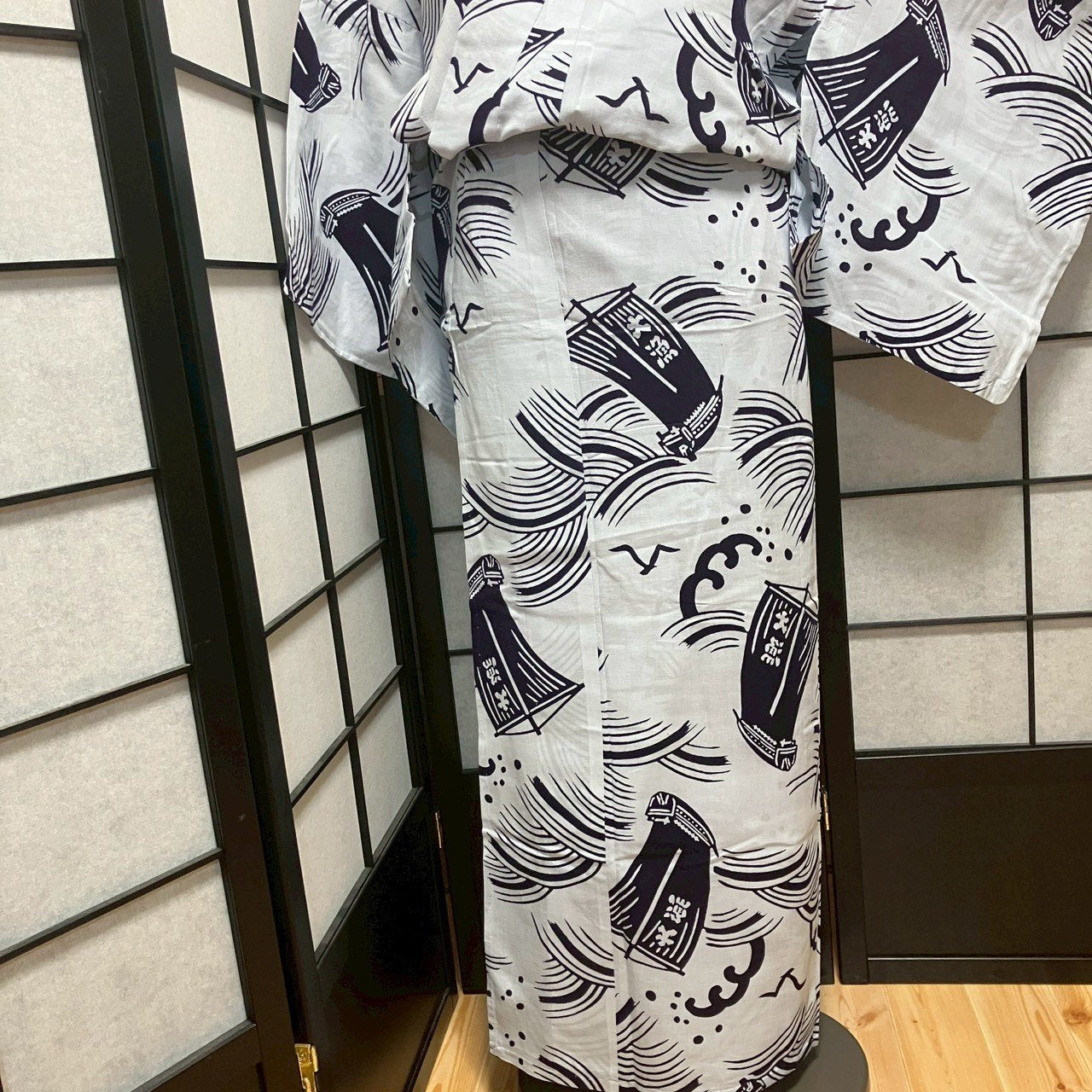 8763# Japanese Yukata Womens Vintage Fabric Cotton Robe Kimono Traditional