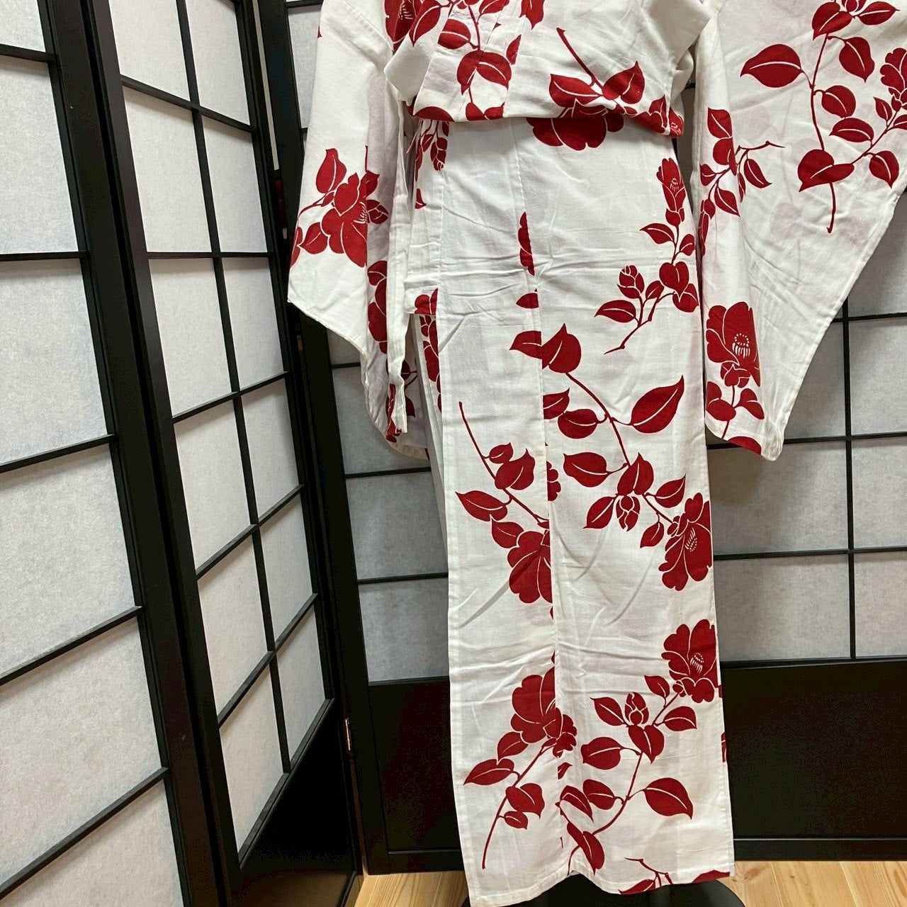 ［9090］浴衣 枝花文様 綿 レディース ゆかた リメイク
