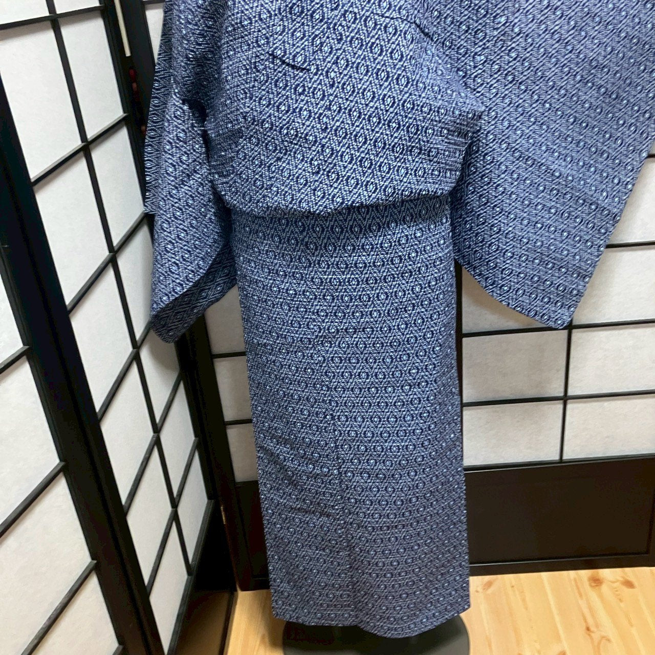 ［9134］浴衣 子持ち菱文様 絞り調 ゆかた レディース 綿 リメイク