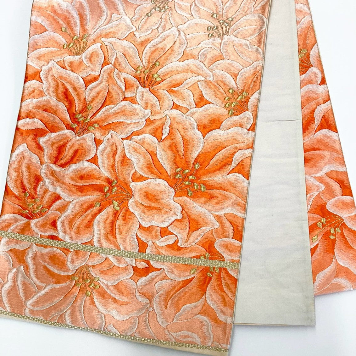［8820］袋帯 草花尽し 刺繍 六通 金糸 正絹 着物 フォーマル