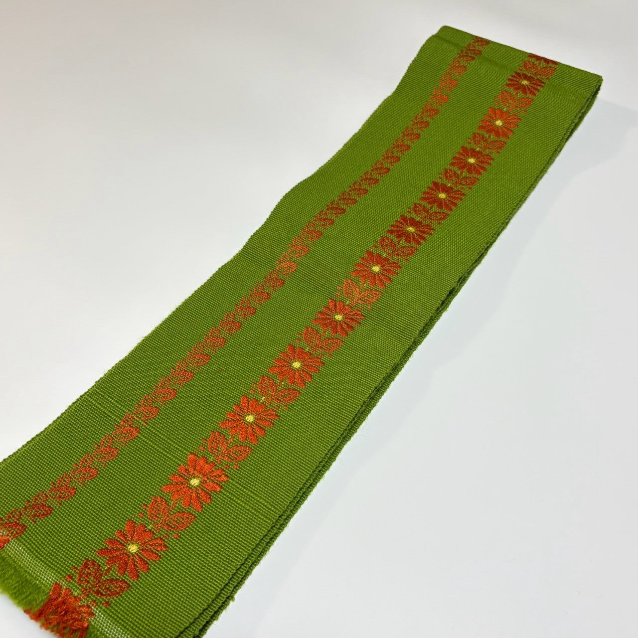 ［9603］半幅帯 花縞文様 刺繍 半巾帯 レディース 着物 浴衣 袴