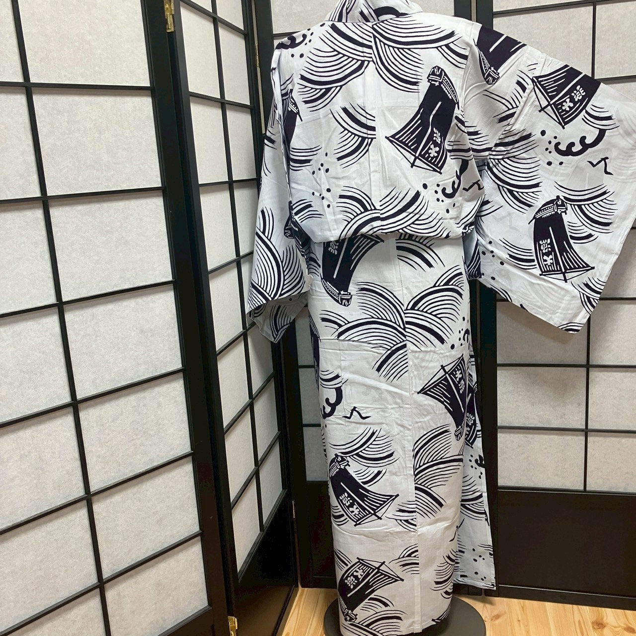 8763# Japanese Yukata Womens Vintage Fabric Cotton Robe Kimono Traditional