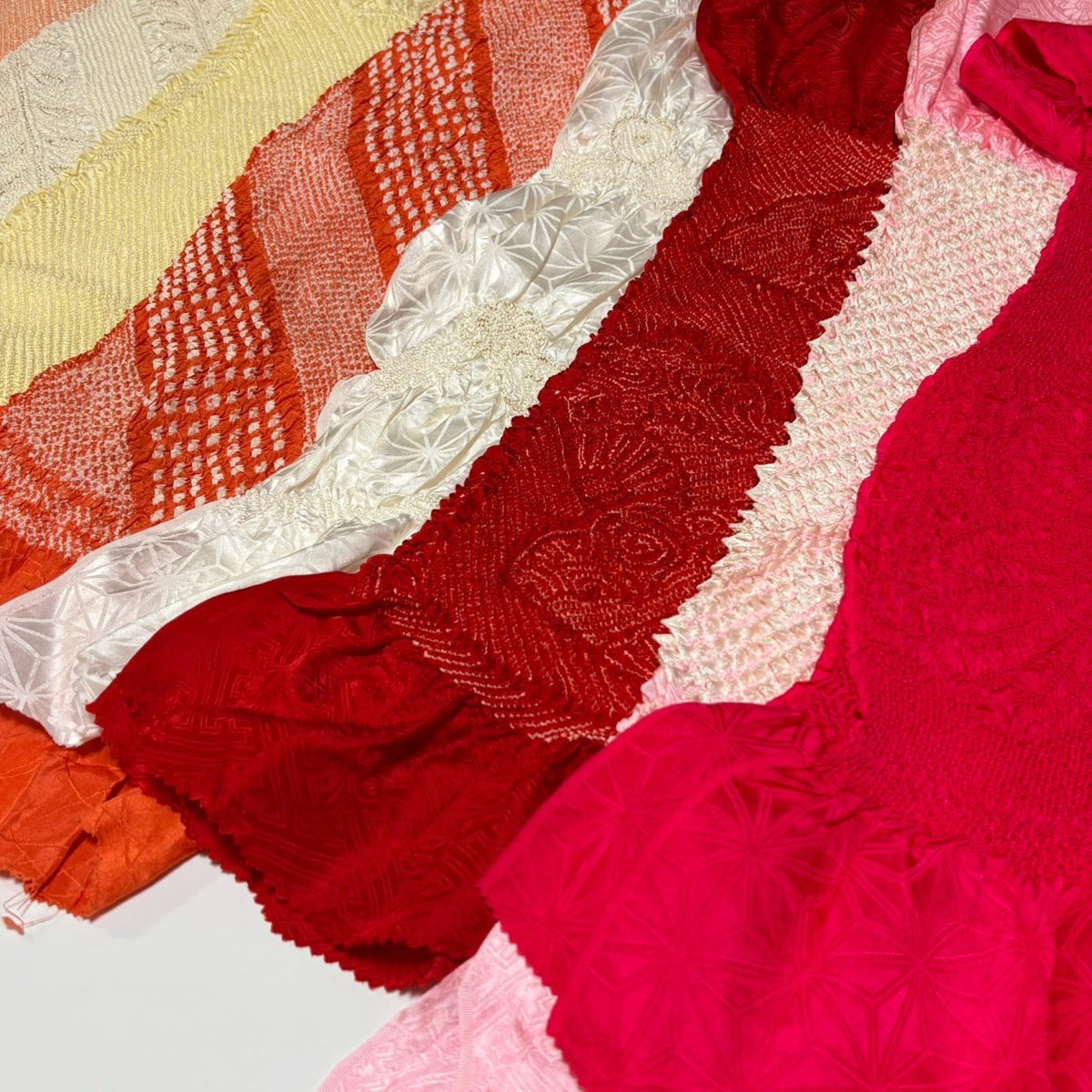 0262# Japanese Vintage Bundle 35pcs Set Bulk Obiage Kimono Silk Wholesale
