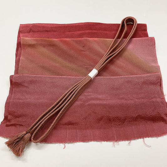 9050# Japanese Kimono Accessory Vintage Obiage and Obijime 2-piece Set Silk