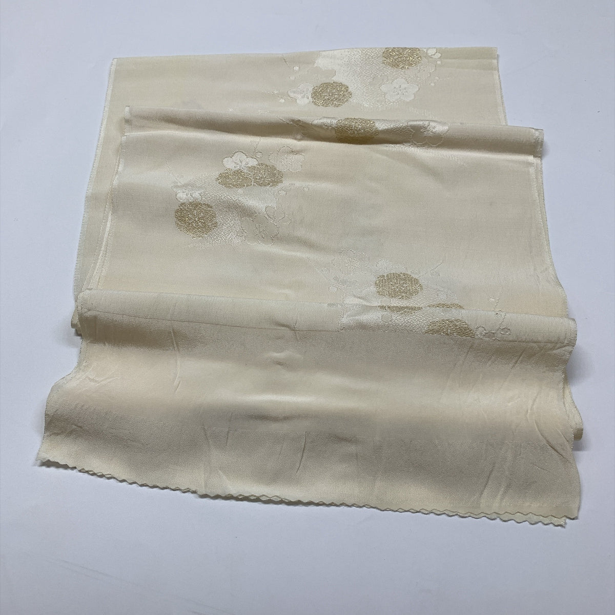 ［9282］帯締め 帯揚げ セット 梅鉢文様 金糸  正絹 着物 帯絞め