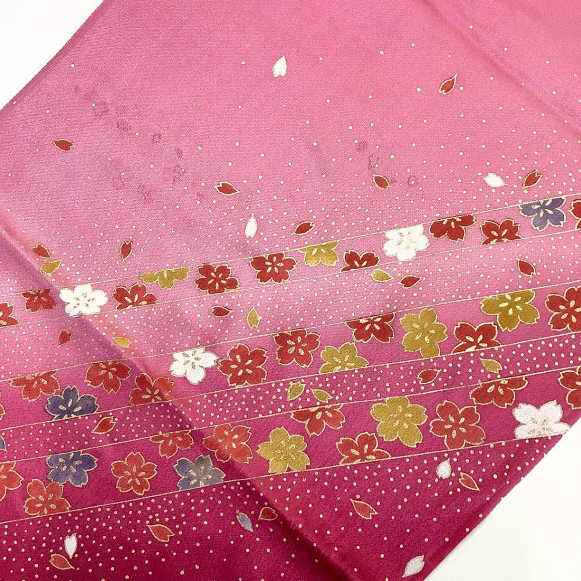［8514］帯締め 帯揚げ セット 草花文様 金彩 ぼかし 正絹 着物 帯絞め