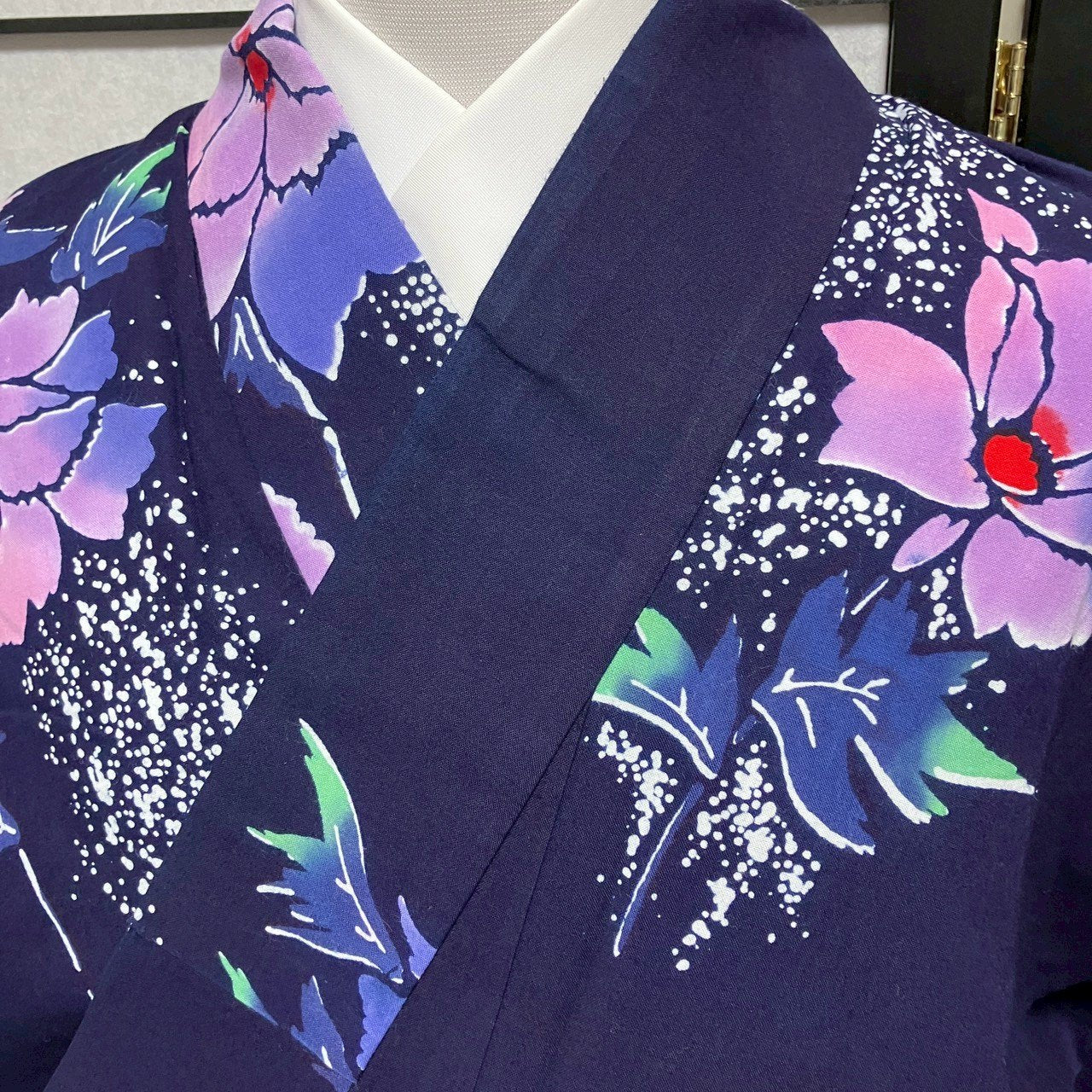 ［9107］浴衣 美品 枝草花文様 綿 レディース ゆかた リメイク
