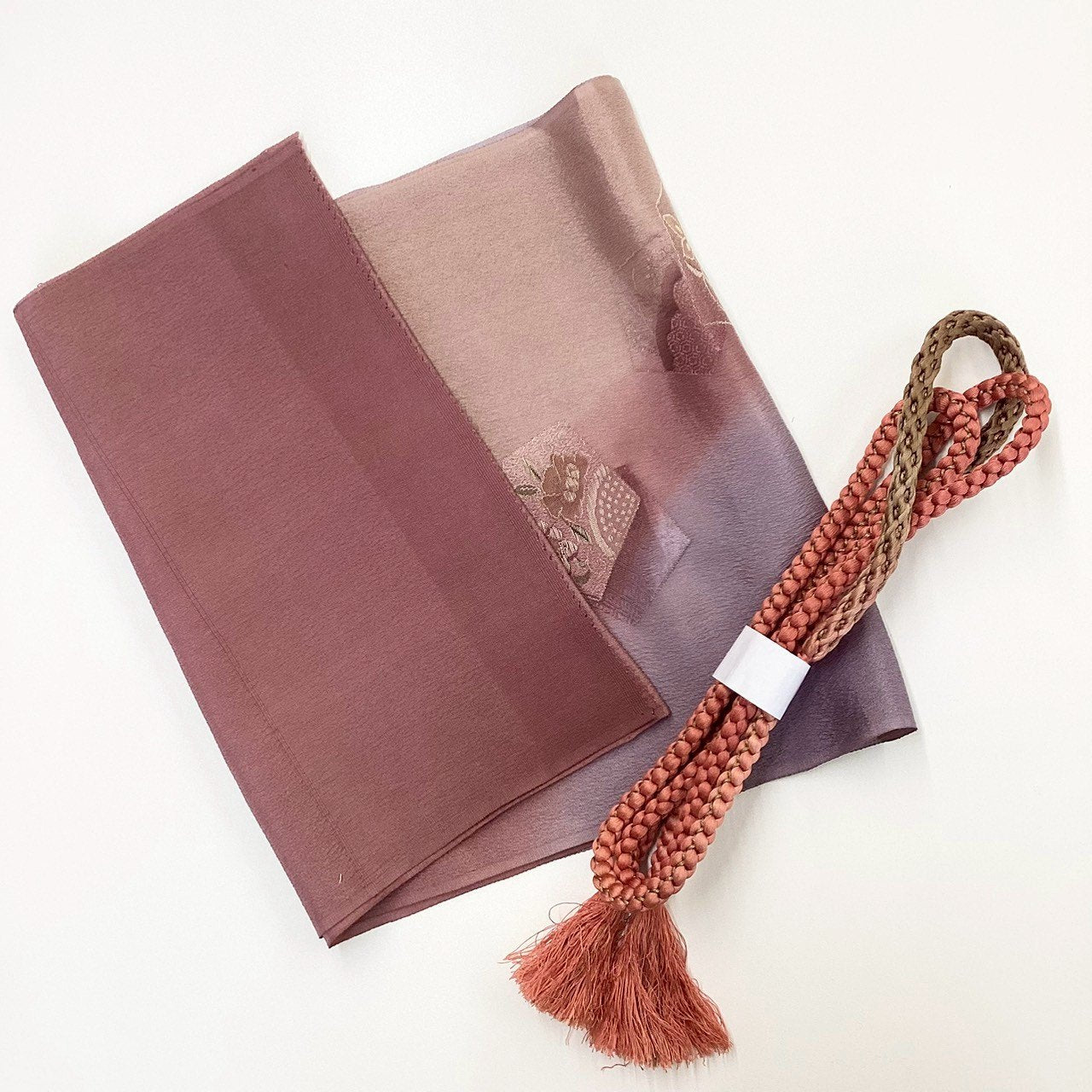 8223# Japanese Kimono Accessory Vintage Obiage and Obijime 2-piece Set Silk