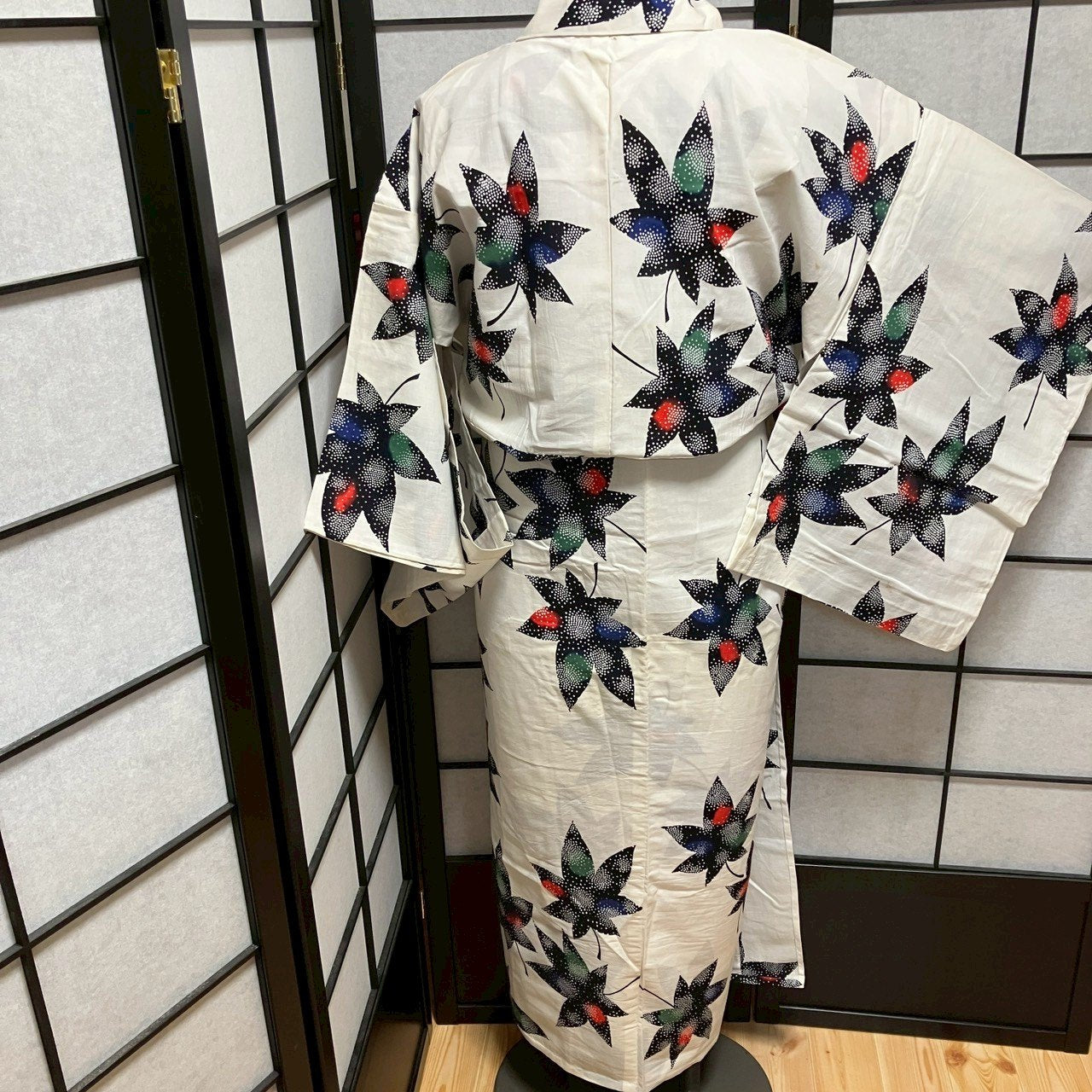 ［9097］浴衣 楓文様 ゆかた 綿 レディース リメイク
