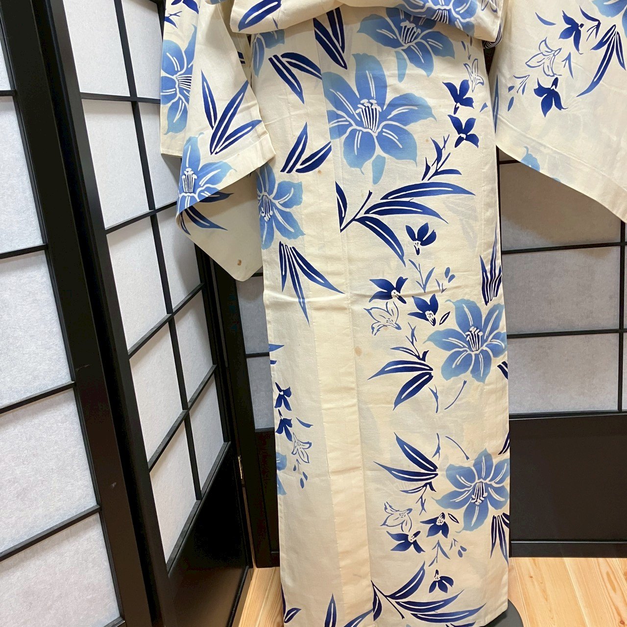 ［9061］浴衣 草花文様 綿 ゆかた レディース リメイク