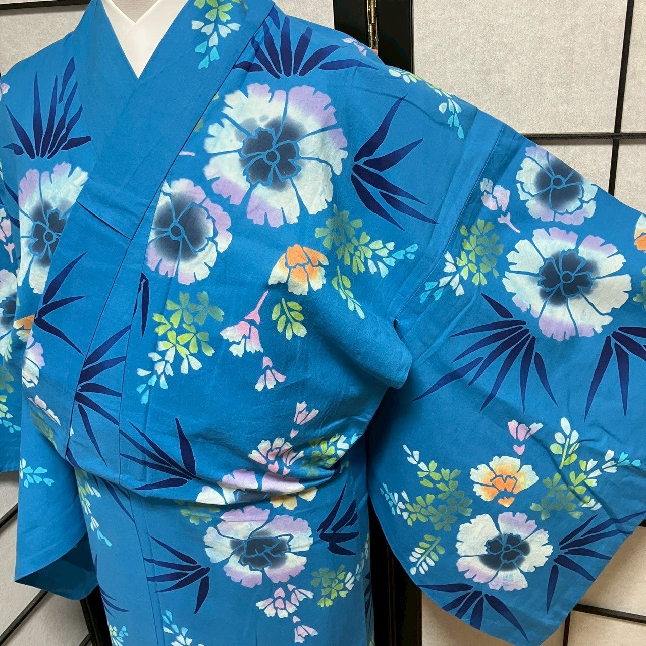 ［9124］浴衣 草花文様 レディース 綿 リメイク ゆかた