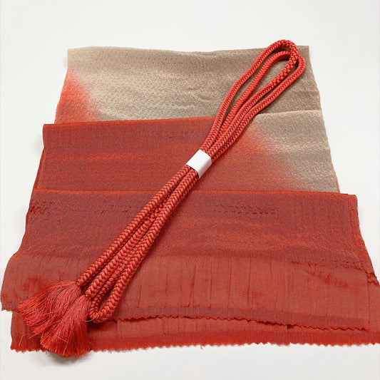 9769# Japanese Kimono Accessory Vintage Obiage and Obijime 2-piece Set Silk