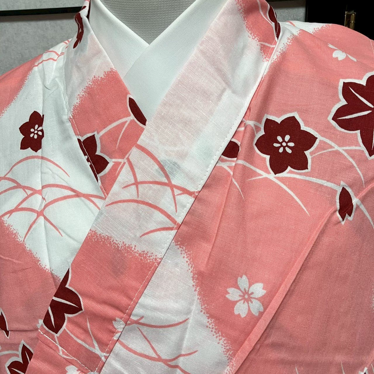 ［9073］浴衣 草花文様 ゆかた レディース 綿 リメイク