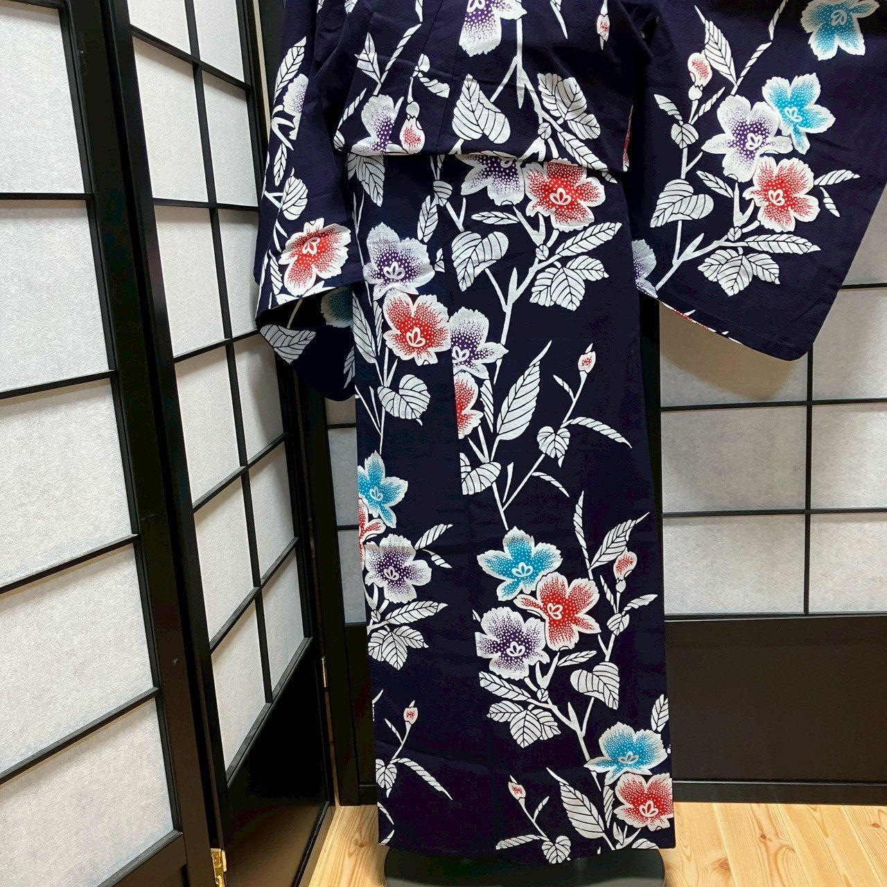 ［9472］浴衣 草花文様 ゆかた レディース リメイク 綿