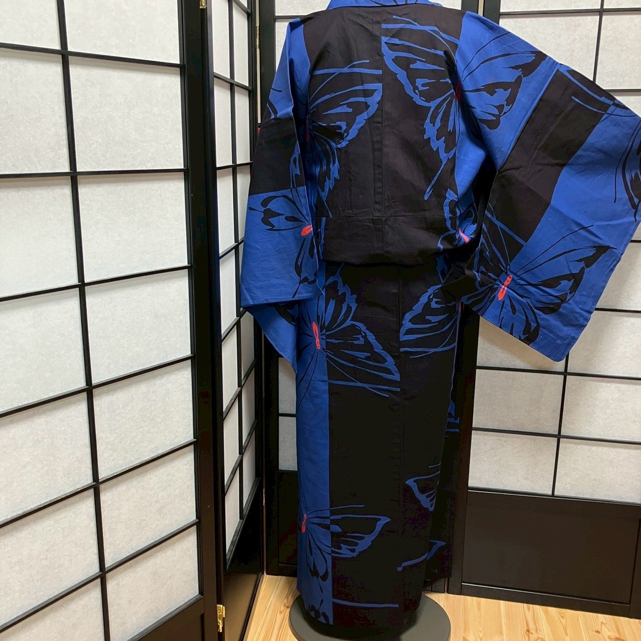 ［8786］浴衣 舞蝶文様 綿 ゆかた レディース リメイク
