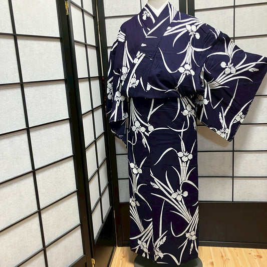 9479# Japanese Yukata Womens Vintage Fabric Cotton Robe Kimono Traditional