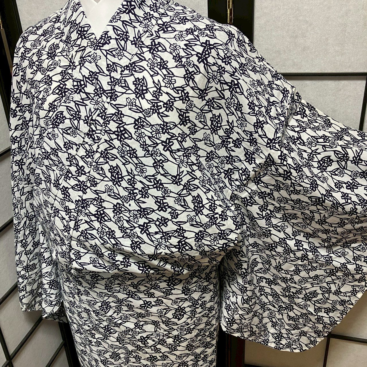 ［9499］浴衣 枝花文様 ゆかた レディース 綿 リメイク