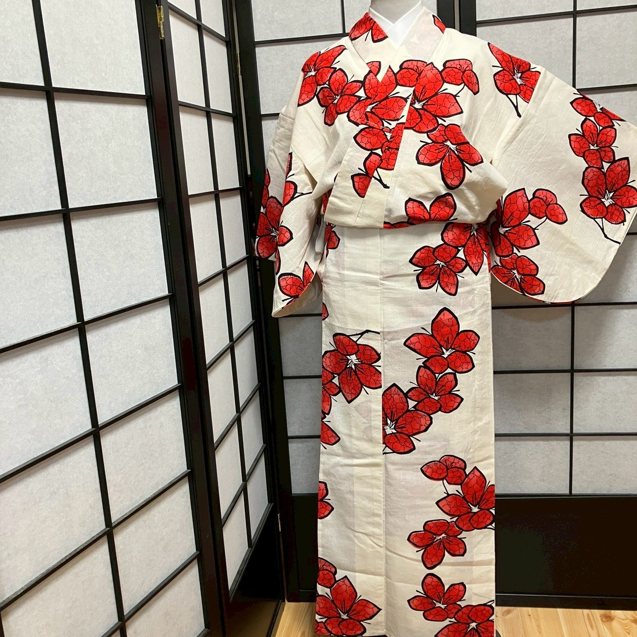 ［9109］浴衣 枝花文様 綿 レディース ゆかた リメイク