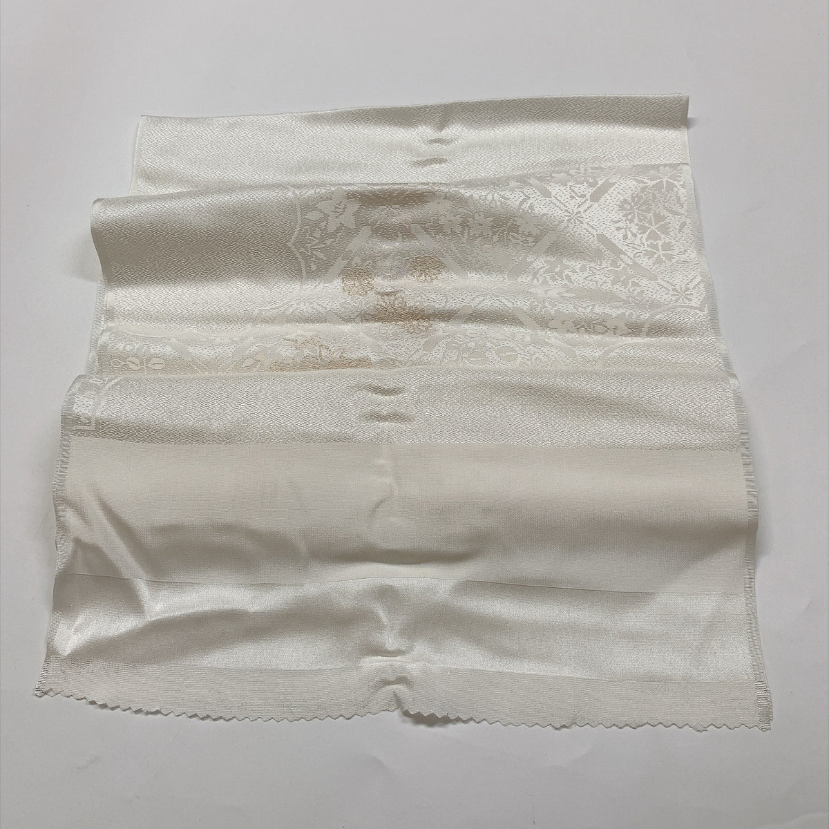 ［9301］帯締め 帯揚げ セット 花丸文様 白 金糸 正絹 着物 帯絞め