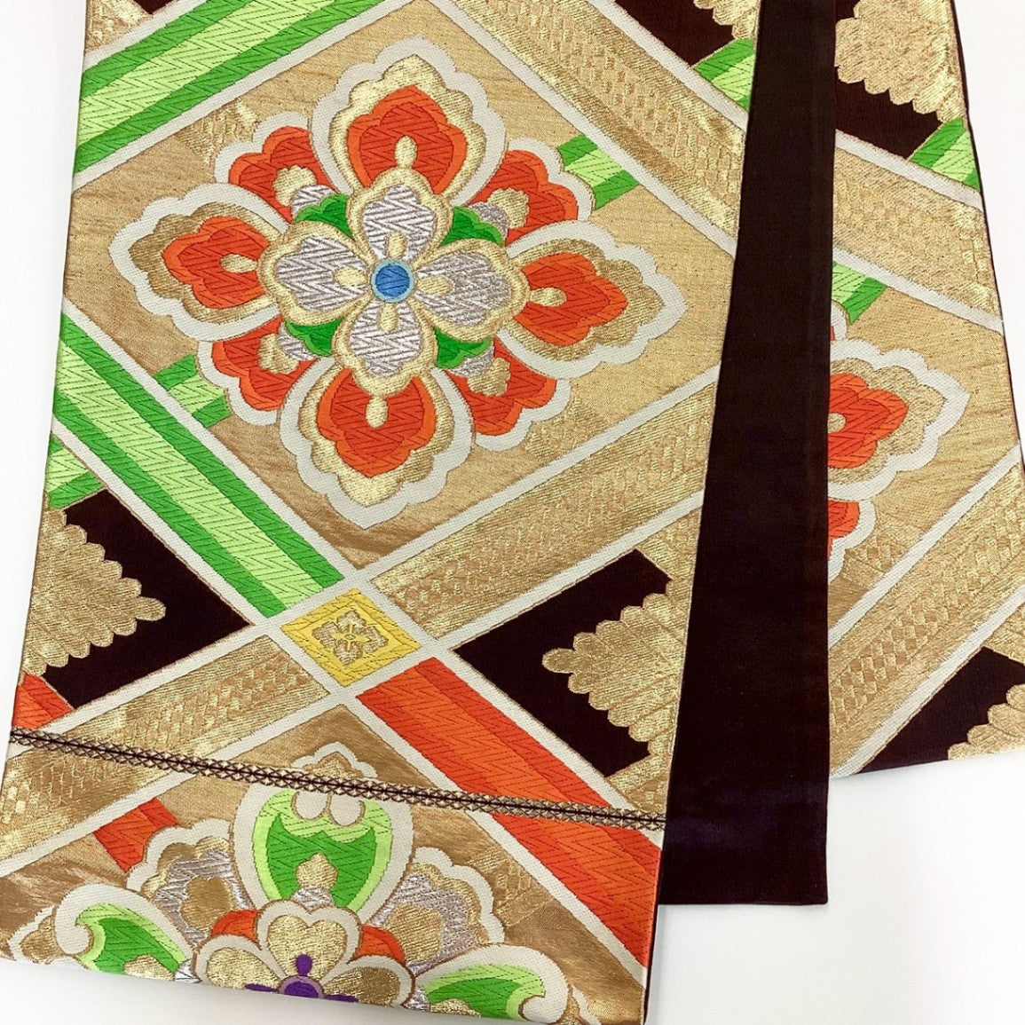 8857# Japanese Vintage Fukuro Obi Belt Kimono Fabric Silk Traditional
