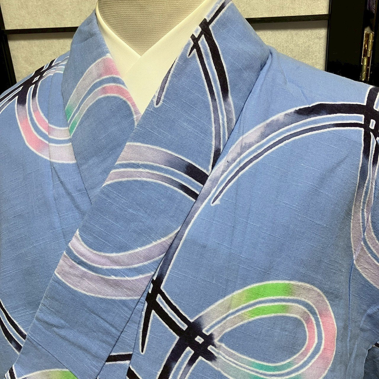 ［9147］浴衣 幾何学模様 ぼかし ゆかた レディース リメイク 綿