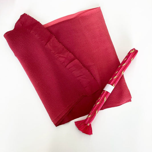 8548# Japanese Kimono Accessory Vintage Obiage and Obijime 2-piece Set Silk