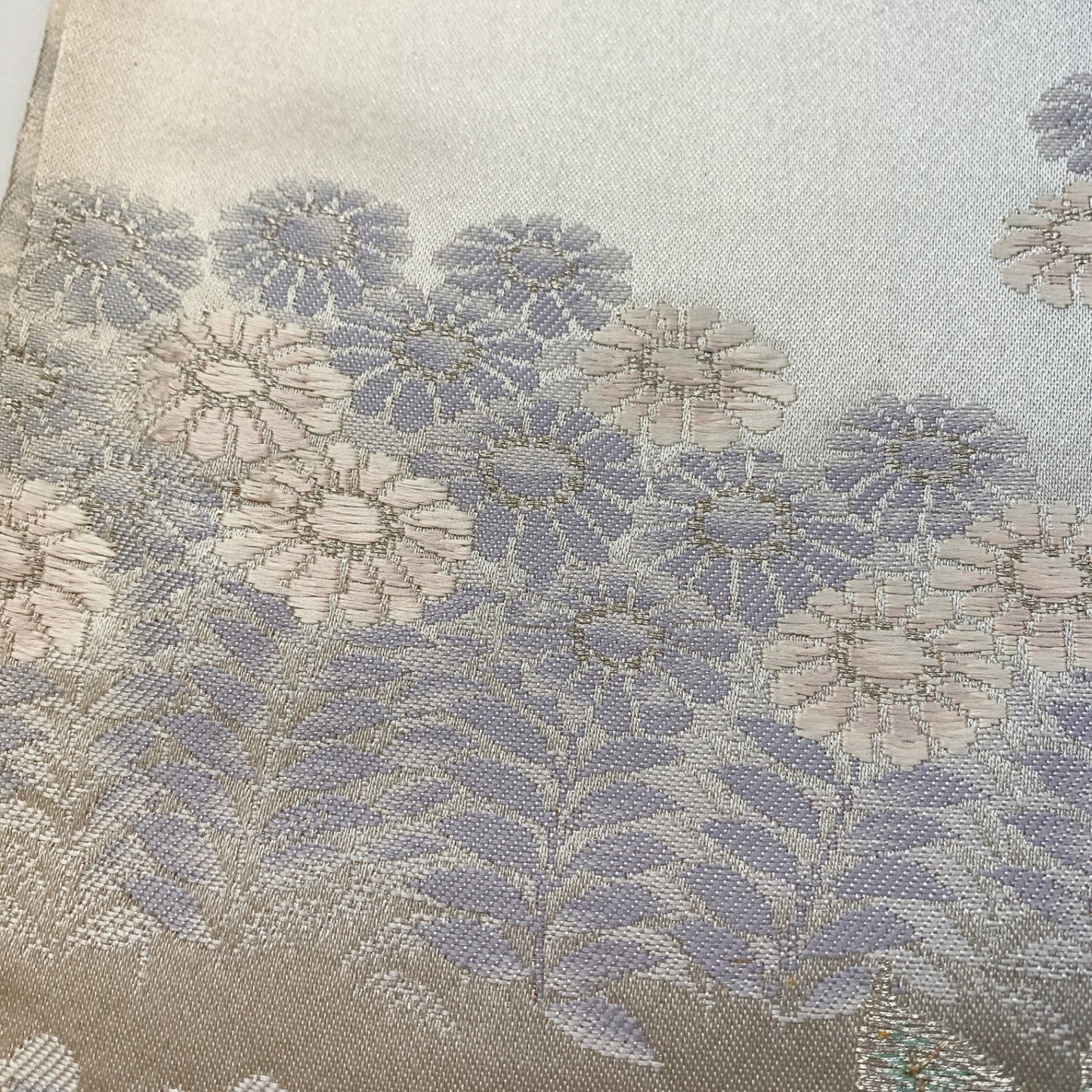 ［8958］袋帯 草花文様 銀糸 六通 正絹 着物 フォーマル