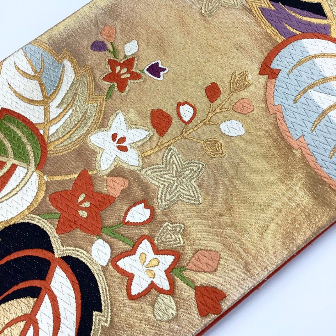 ［8811］袋帯 桐花文様 刺繍 金糸 六通 正絹 着物 フォーマル