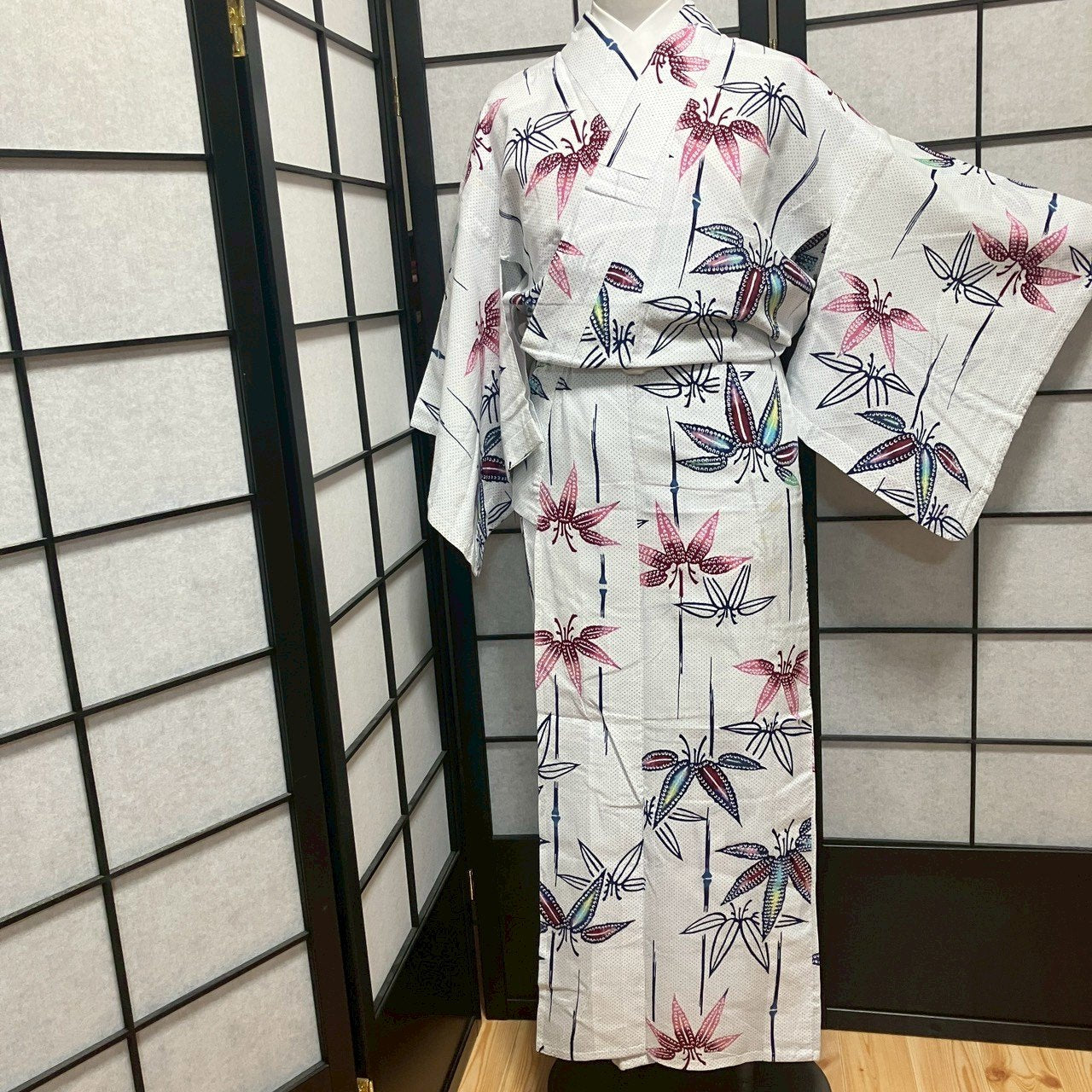 8765# Japanese Yukata Womens Vintage Fabric Cotton Robe Kimono Traditional