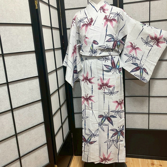 8765# Japanese Yukata Womens Vintage Fabric Cotton Robe Kimono Traditional