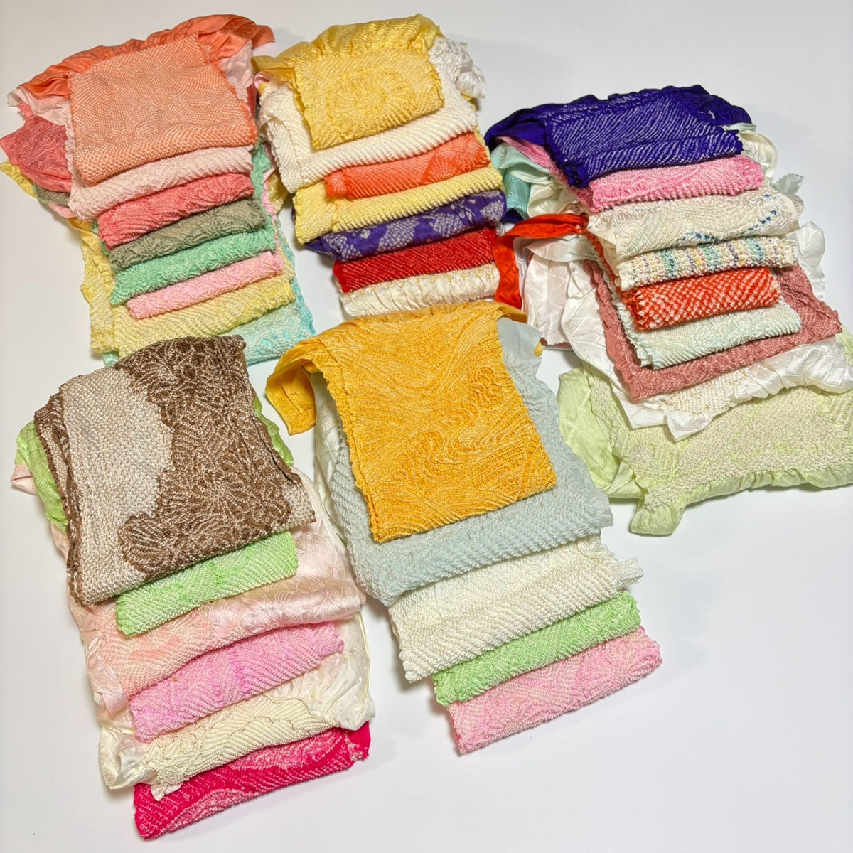 0261# Japanese Vintage Bundle 35pcs Set Bulk Obiage Kimono Silk Wholesale