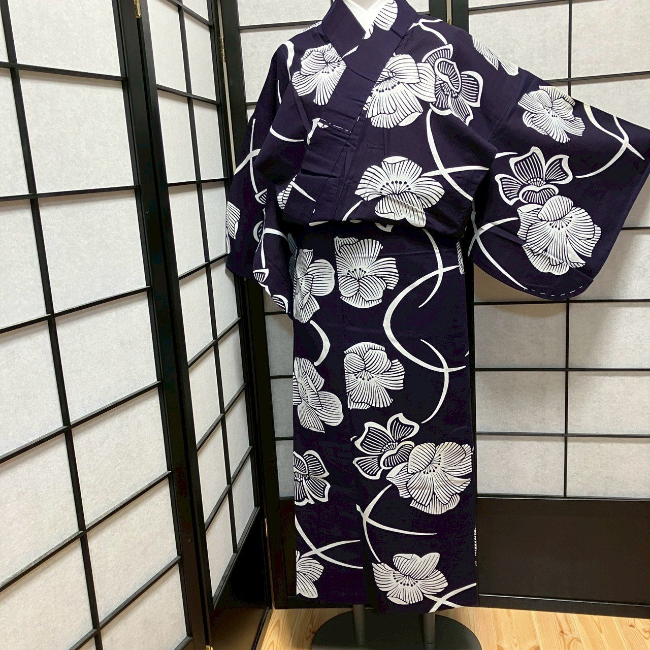 ［9443］浴衣 草花散らし ゆかた レディース リメイク 綿