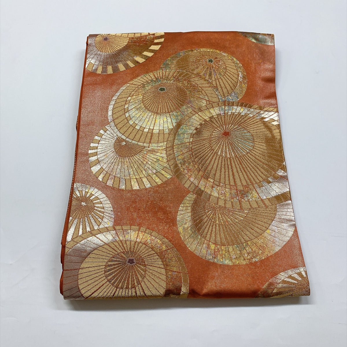 ［9369］名古屋帯 番傘 金銀糸 九寸 正絹 着物
