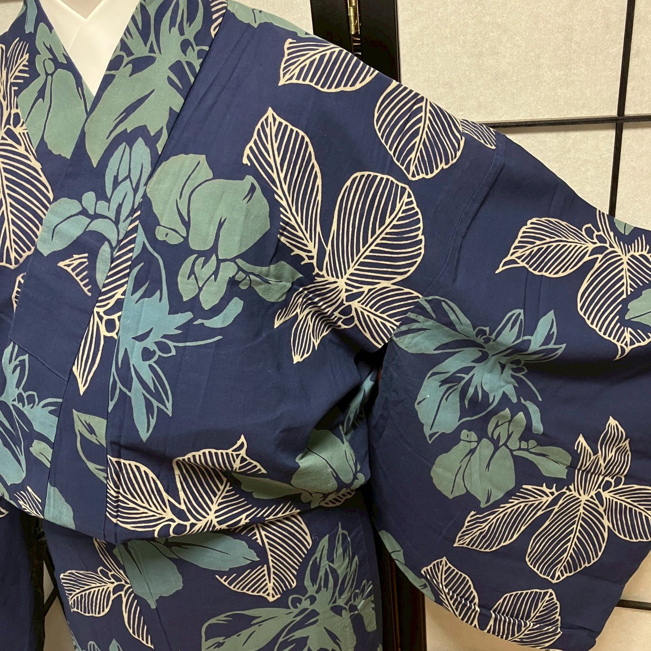 ［8778］浴衣 草花文様 綿 ゆかた レディース リメイク