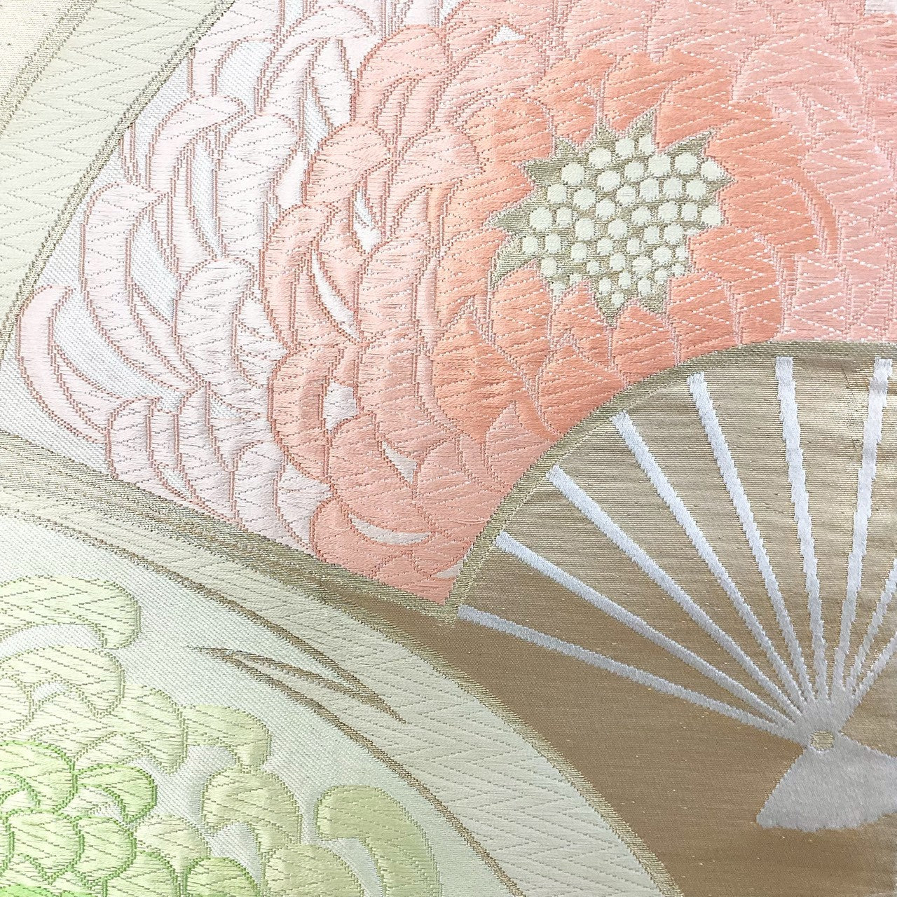 ［8815］袋帯 扇草花文様 金彩 六通 正絹 着物 フォーマル
