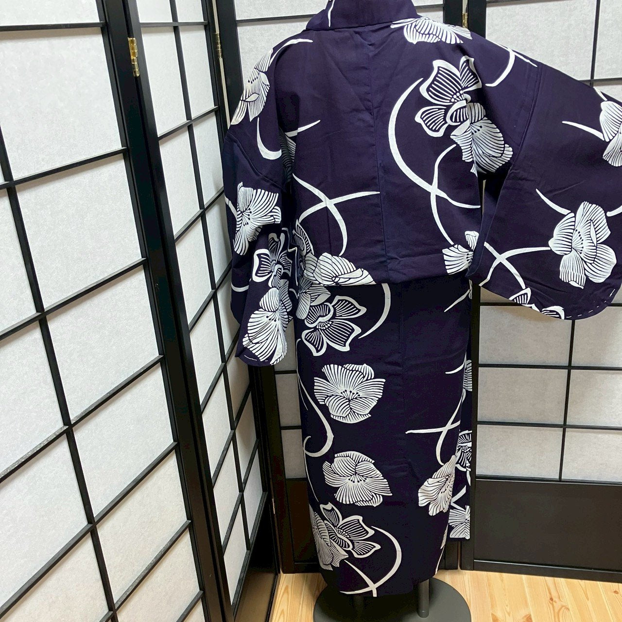 ［9443］浴衣 草花散らし ゆかた レディース リメイク 綿