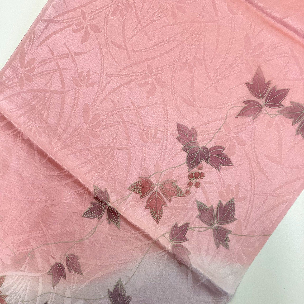 ［8257］帯締め 帯揚げ セット 枝花文様 ぼかし 正絹 着物 帯絞め