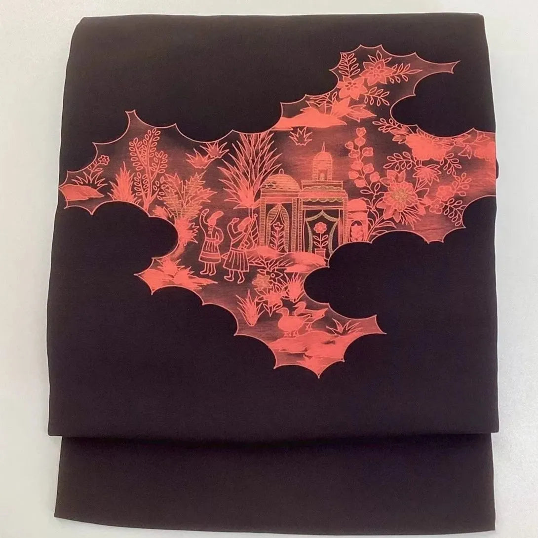 5663# Japanese Vintage Nagoya Obi Belt Kimono Fabric Silk Traditional