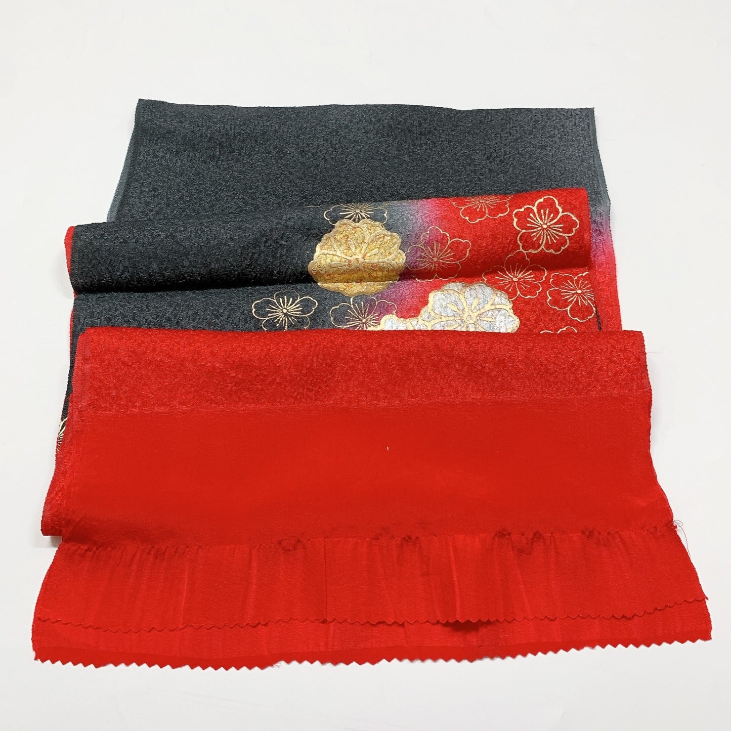 8063# Japanese Kimono Accessory Vintage Obiage and Obijime 2-piece Set Silk