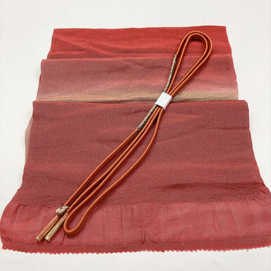 9767# Japanese Kimono Accessory Vintage Obiage and Obijime 2-piece Set Silk