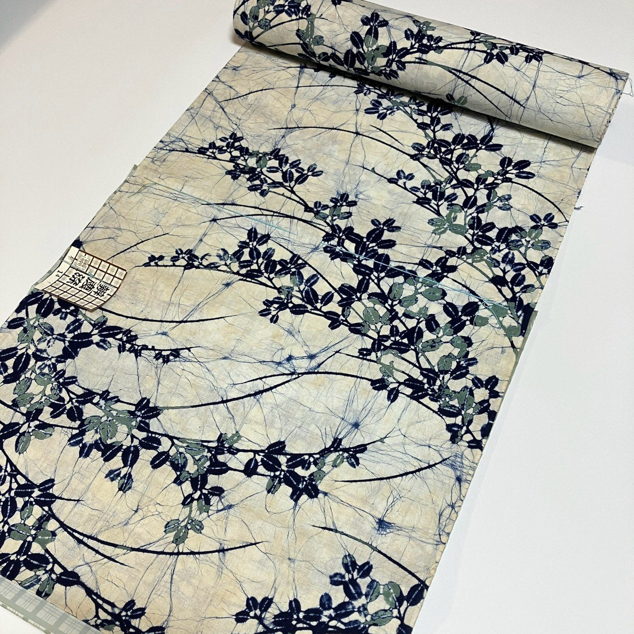 ［9517］浴衣 反物 綿 一反 着尺 東京染 草葉模様
