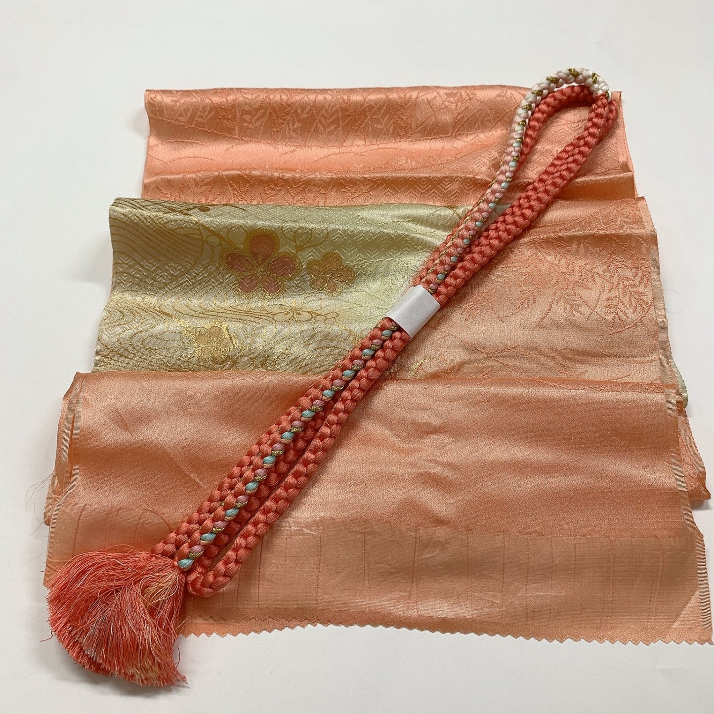 9034# Japanese Kimono Accessory Vintage Obiage and Obijime 2-piece Set Silk